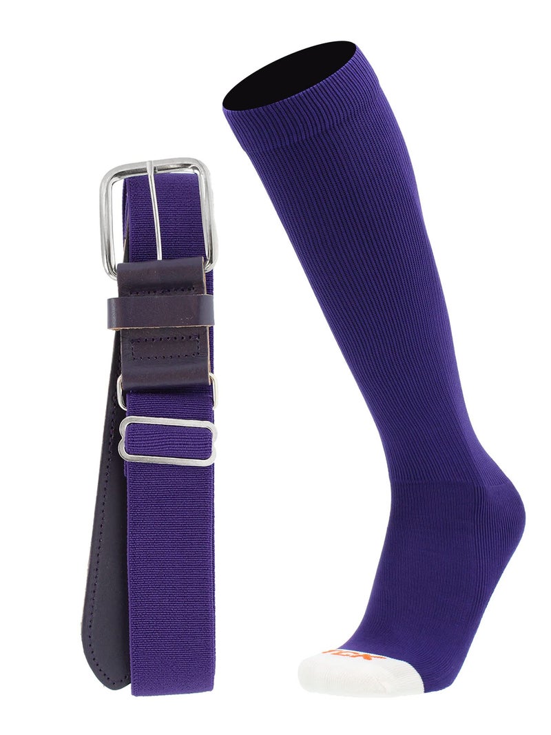 MadSportsStuff Pro Line Baseball Socks and Belt Combo (Purple, Medium) - Image 1